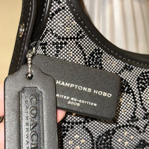 Coach Hampton Black Crystal Signature Jacquard Shoulder Bag - Picture 6 of 6